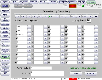 Selectable Log Setup Page